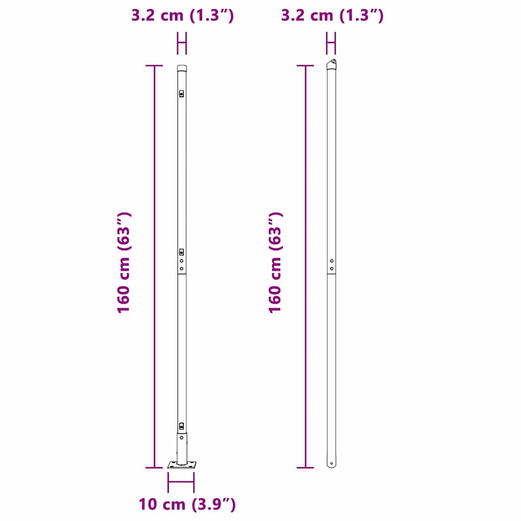 Στύλος Περιφράξεων 52 pcs Γκρι 3,2 x 3,2 x 160 εκ