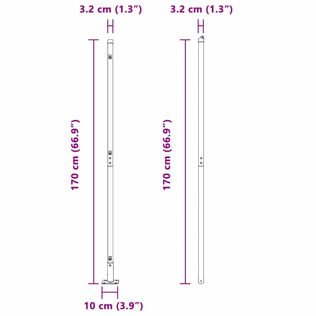Στύλος Περιφράξεων 26 pcs Γκρι 3,2 x 3,2 x 170 εκ