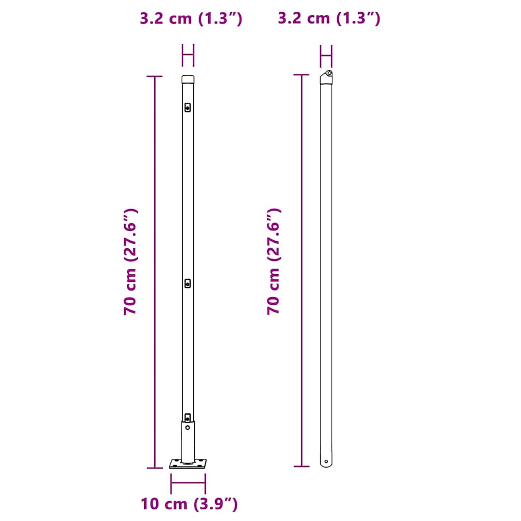 Στύλος Περιφράξεων 52 pcs Γκρι 3,2 x 3,2 x 70 εκ