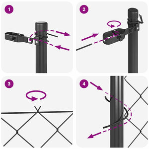 Φράκτης από αλυσίδα για σταθερή βάση 25 x 1,2 μ Γκρι Δίχτυ