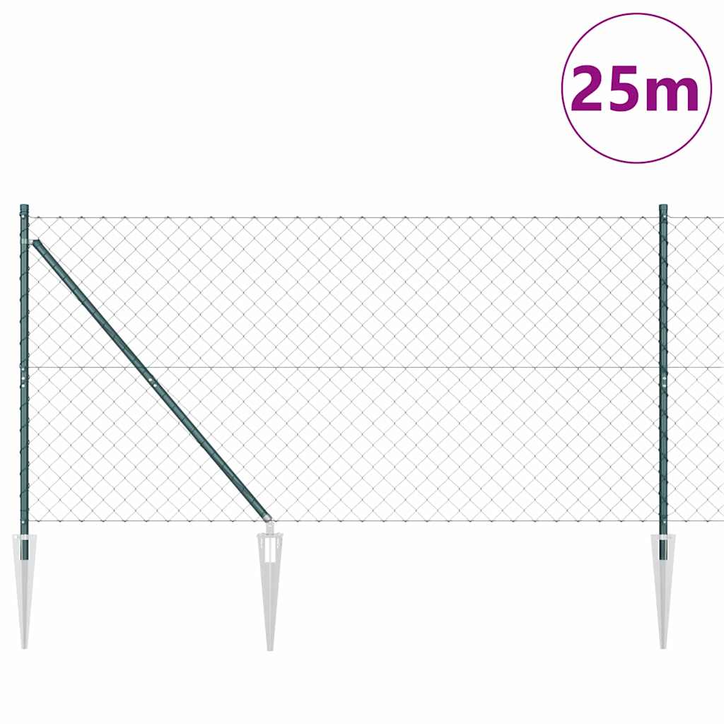 Αυλή από αλυσίδα με ακίδες 1 x 25 m PVC-Επικαλυμμένο Ατσάλι