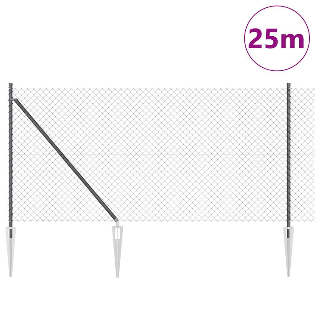 Συρματόπλεγμα με ακίδες 25 x 1 m PVC-Επικαλυμμένο Ατσάλι Γκρι