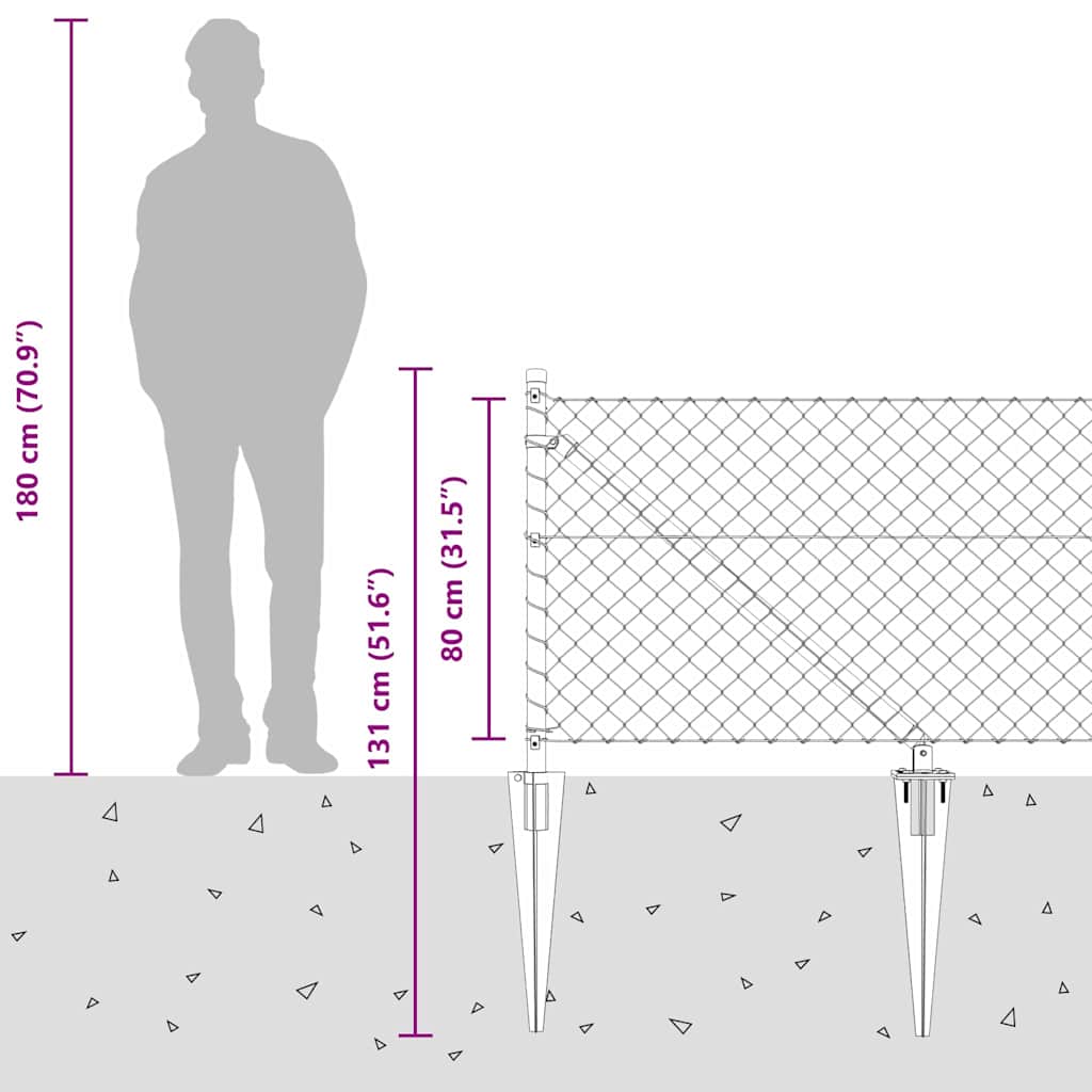 Στύλος Περιφράξεων Ασημί 10 x 0,8 μ (40 x 40 χιλιοστά πλέγμα)