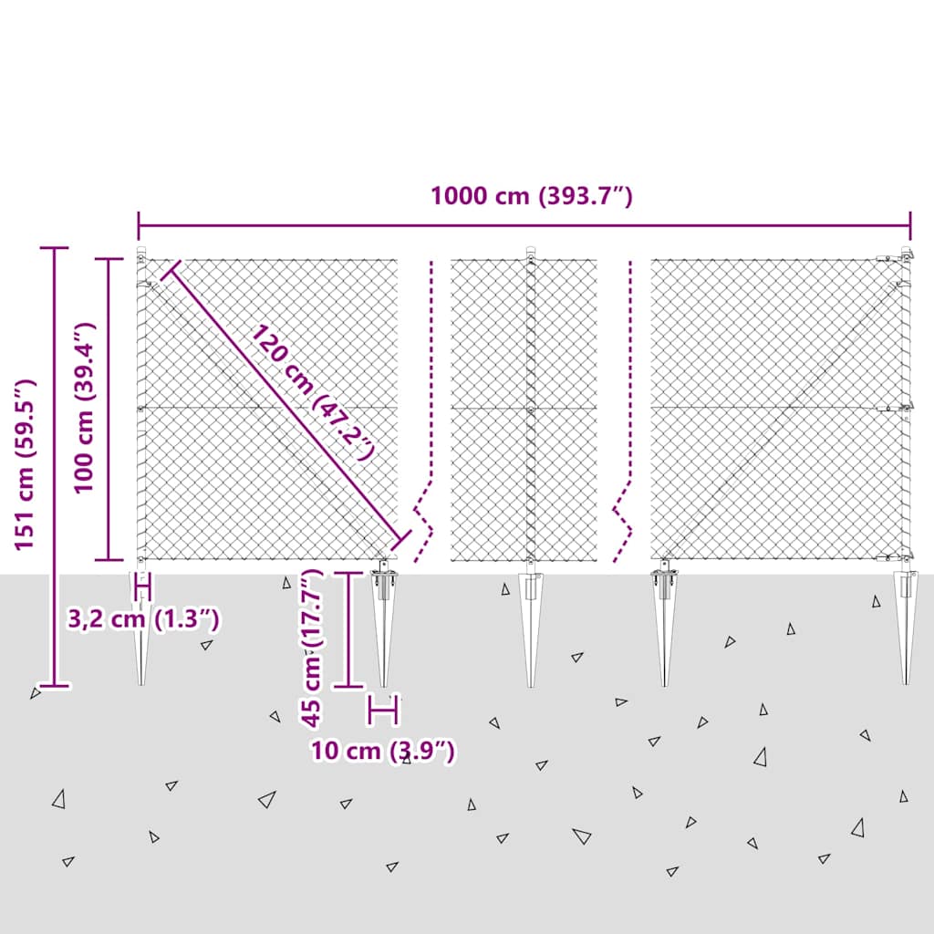 Συρματόπλεγμα με ακίδες 10 x 1 m Ασημί Δίχτυ