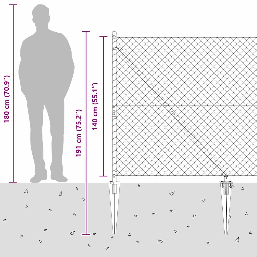 Στύλος Περιφράξεων Ασημί 10 x 1,4 μ (Δίχτυ 40 x 40 χιλιοστά)