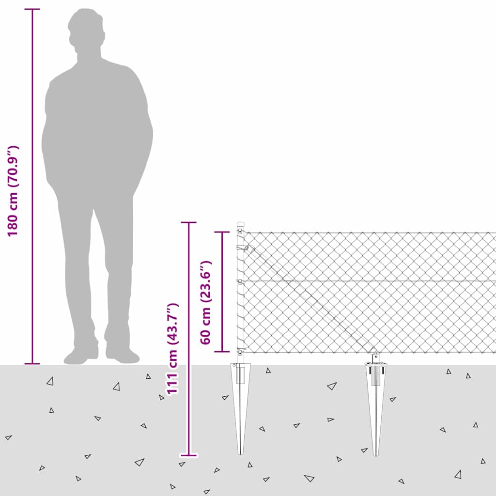 Στύλος Περιφράξεων Ασημί 10 x 0,6 μ (60 x 60 mm πλέγμα) Ατσάλι