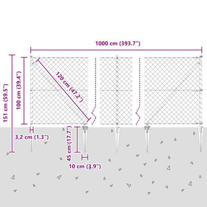 Στύλος Περιφράξεων Ασημί 10 x 1 μ (60 x 60 χλμ πλέγμα) Ατσάλι - Pakobazaar