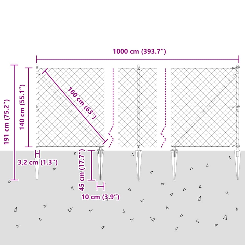 Συρματόπλεγμα με ακίδες 10 x 1,4 μ. (Π x Υ)