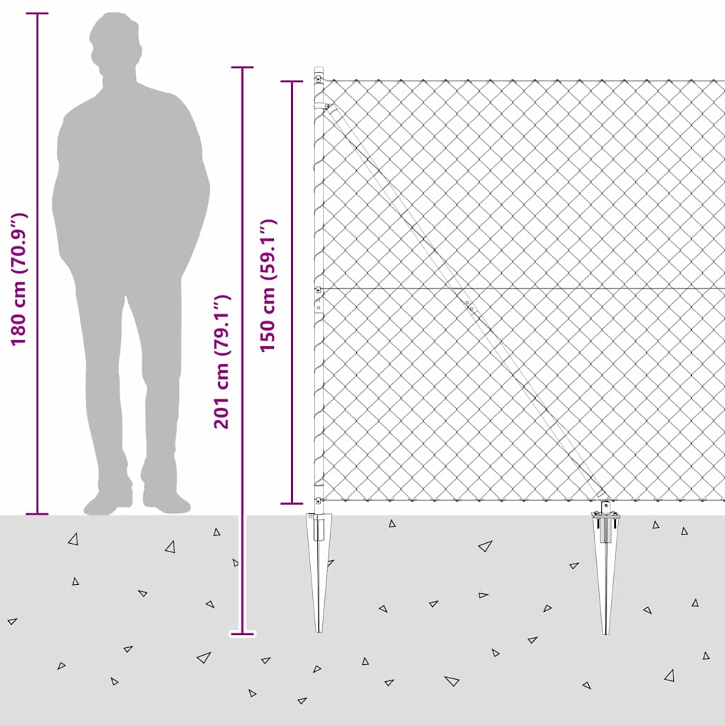 Στύλος Περιφράξεων Ασημί 10 x 1,5 μ (60 x 60 χλστ πλέγμα) - Pakobazaar