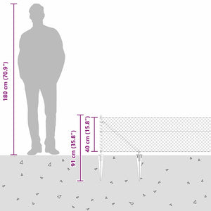 Περίφραξη με Σπίθες 25 x 0,4 m Γαλβανισμένος Χάλυβας Ασημί