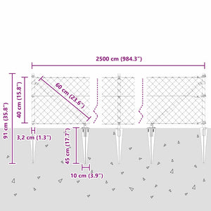 Περίφραξη με Σπίθες 25 x 0,4 m Γαλβανισμένος Χάλυβας Ασημί
