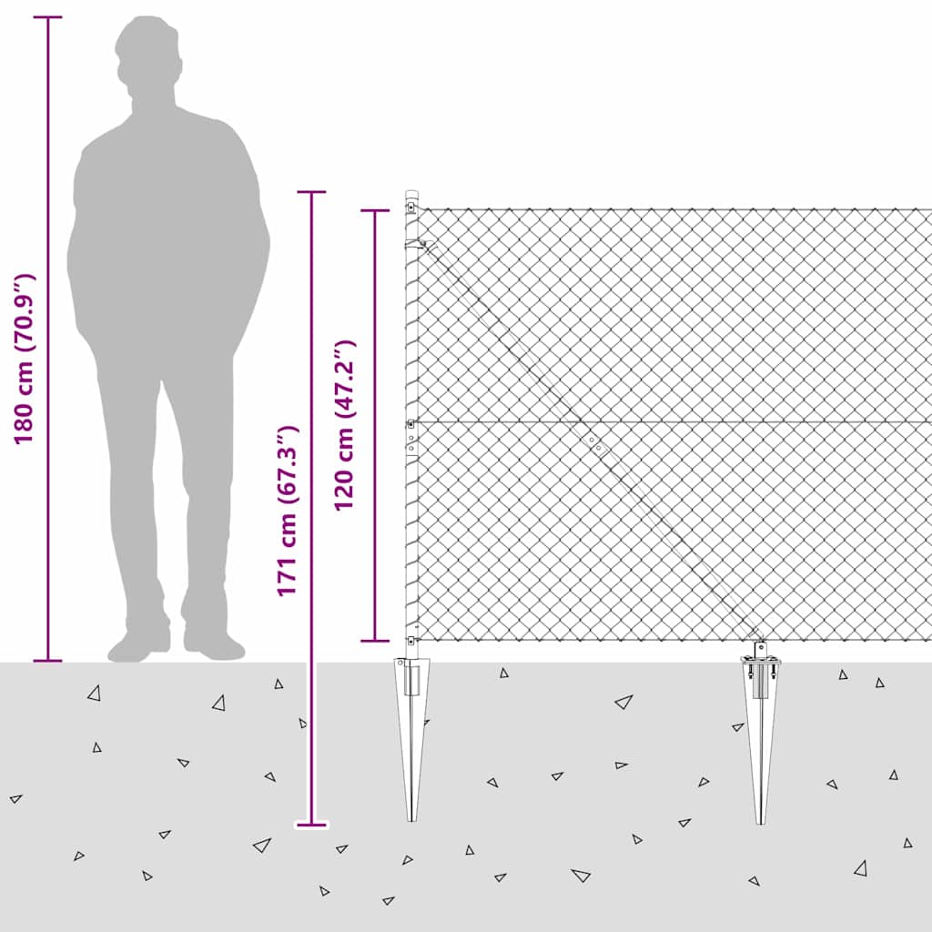 Στύλος Περιφράξεων Ασημί 25 x 1,2 μ (60 x 60 mm δίχτυ) Ατσάλι