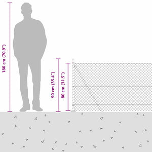 Φράκτης από αλυσίδα με τσιμεντένια βάση 10 x 0,8 μ Πράσινο