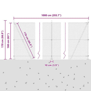 Φράκτης από αλυσίδα με τσιμεντένια βάση 10 x 1,6 m Πράσινο