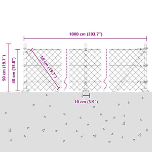 Φράκτης από αλυσίδα με τσιμεντένια βάση 10 x 0,4 m Πράσινο