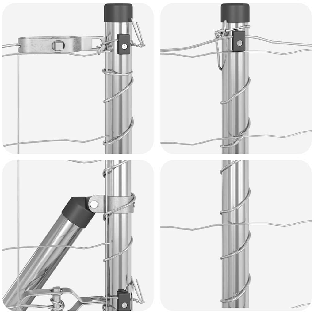 Τεντώτο με στήριγμα Ασημί 0,4 x 50 μ. Χάλυβας και PVC