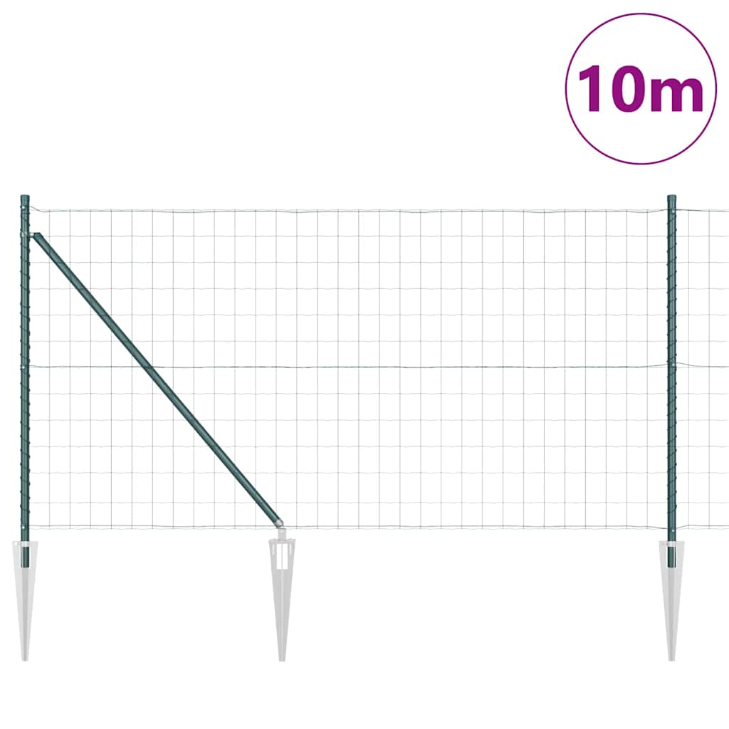 Ευρωπαϊκός Φράκτης με Ακίδες 10 x 1 m PVC-Επικαλυμμένο Ατσάλι