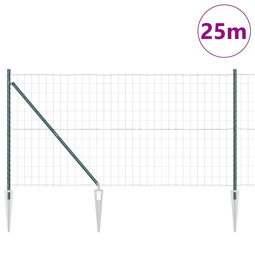 Τεντώτο με στήριγμα Πράσινο 1 x 25 m Χάλυβας και PVC