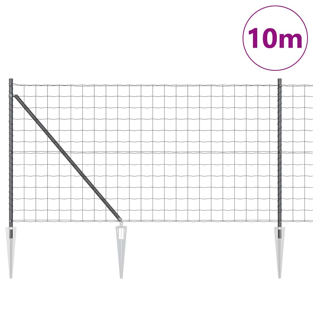 Ευρωπαϊκός Φράκτης με Ακίδες 10 x 1 m PVC-Επικαλυμμένο Ατσάλι