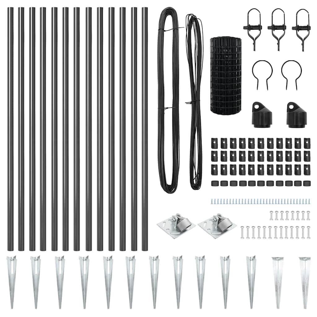 Τεντώτο με στήριγμα Γκρι 0,6 x 25 μ Χάλυβας και PVC