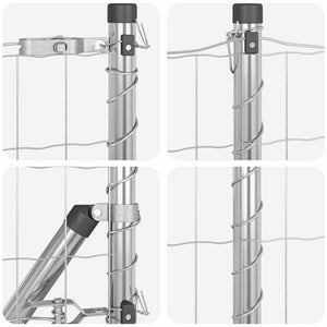 Εξωτερικός Ευρωπαϊκός Φράκτης με Ακίδες 10 x 0,6 μ Ασημί Δίχτυ