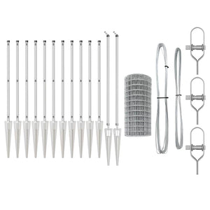 Εξωτερικός Ευρωπαϊκός Φράκτης με Ακίδες 25 x 0,4 m Ασημί Δίχτυ
