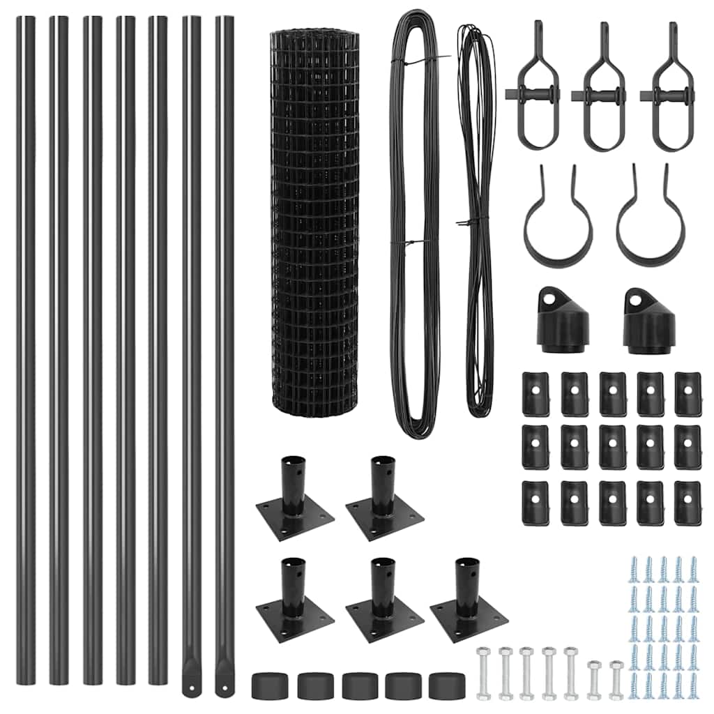 Τεντώτο με στήριγμα Γκρι 0,6 x 10 μ Χάλυβας και PVC