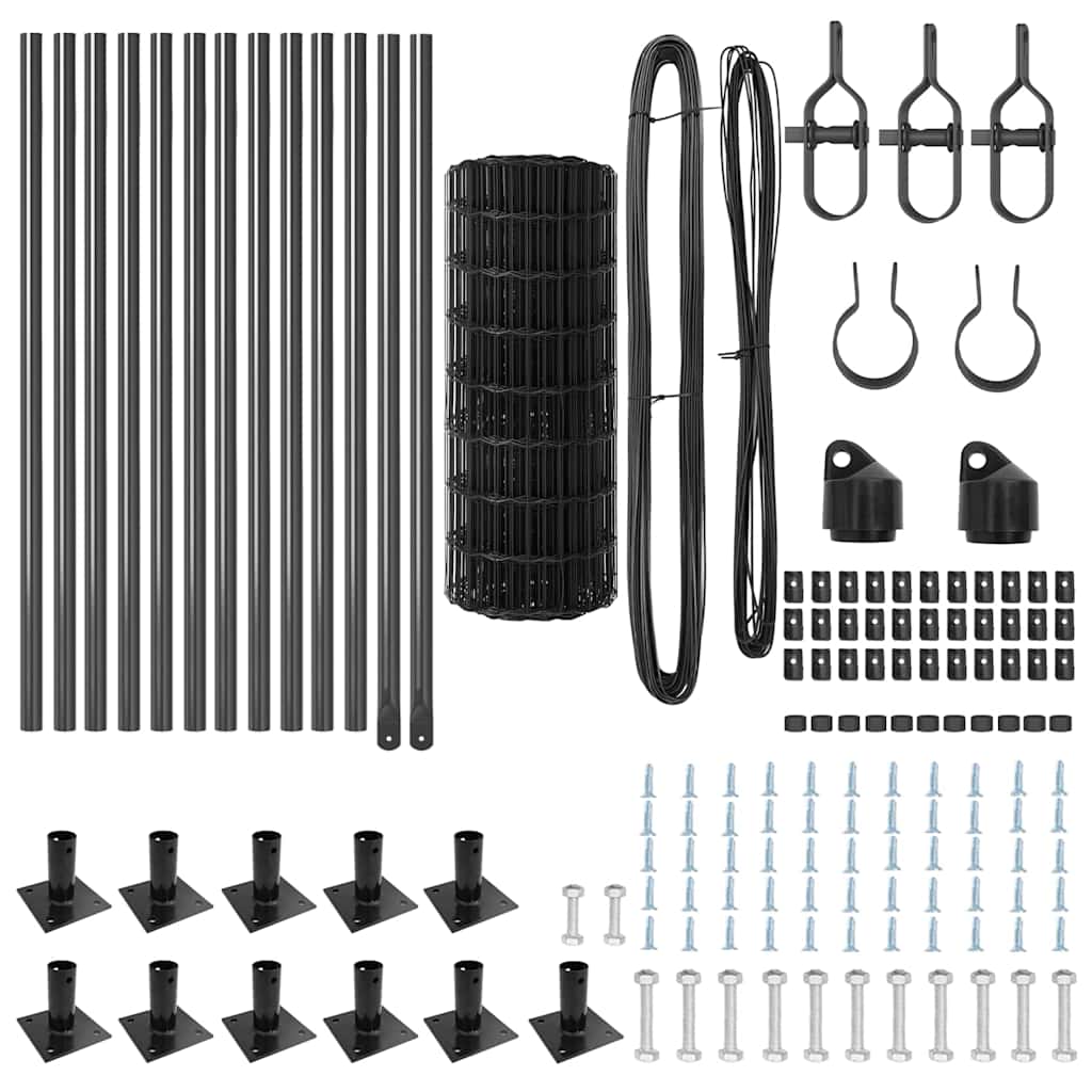 Τεντώτο με στήριγμα Γκρι 0,6 x 25 μ Χάλυβας και PVC