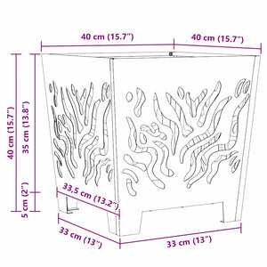Φωτιά Μαύρο 40 x 40 x 40 cm Ατσάλι σκληρυθέν στον αέρα