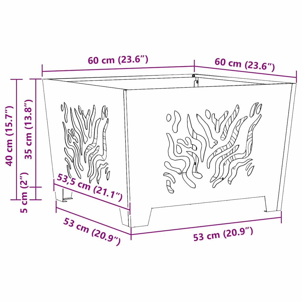 Φωτιά Μαύρο 60 x 60 x 40 cm Ατσάλι