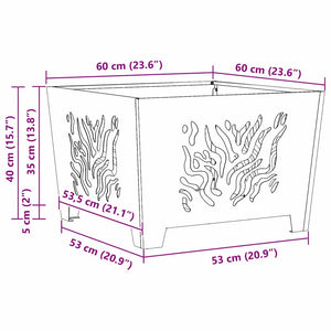 Φωτιά Μαύρο 60 x 60 x 40 cm Ατσάλι σκληρυθέν στον αέρα