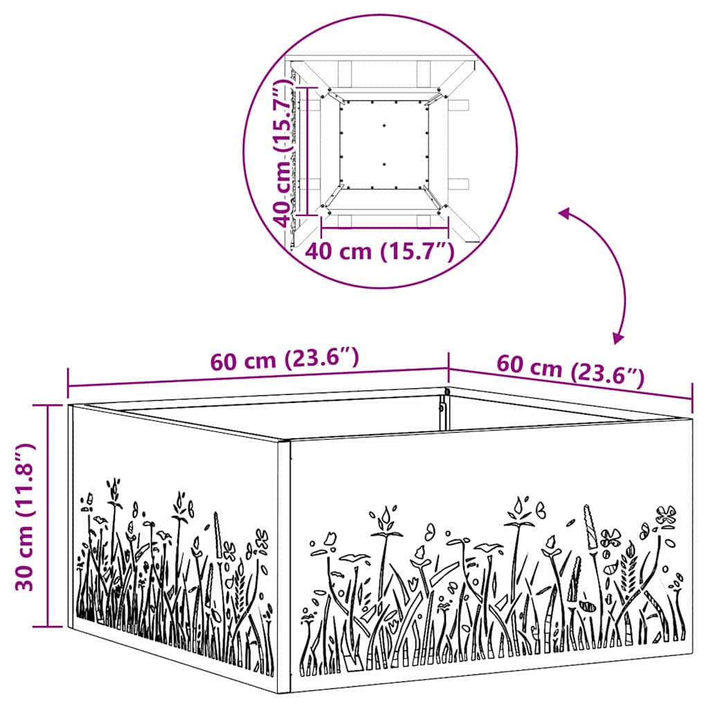 Φωτιά Μαύρο 60 x 60 x 30 cm Ατσάλι - Pakobazaar