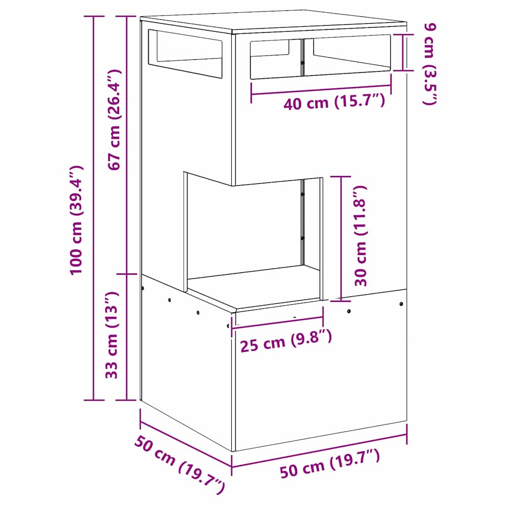 Φωτιά Μαύρο 50 x 50 x 100 cm Ατσάλι