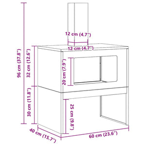 Φωτιά Μαύρο 60 x 40 x 96 εκ. Ατσάλι σκληρυθέν στον αέρα - Pakobazaar