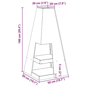 Φωτιά σε μπολ Μαύρο 50 x 50 x 100 cm Ατσάλι Σκληρυθέν στον Αέρα