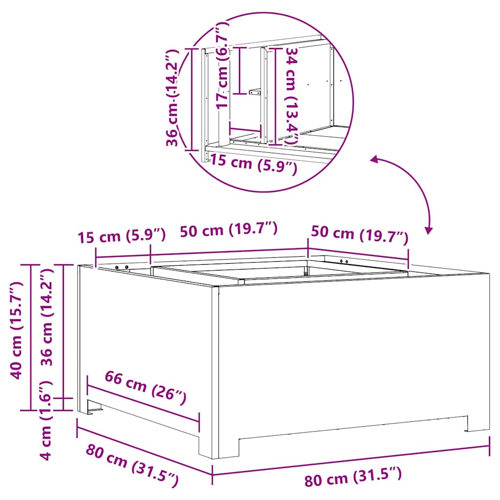 Φωτιά Μαύρο 80 x 80 x 40 cm Ατσάλι - Pakobazaar