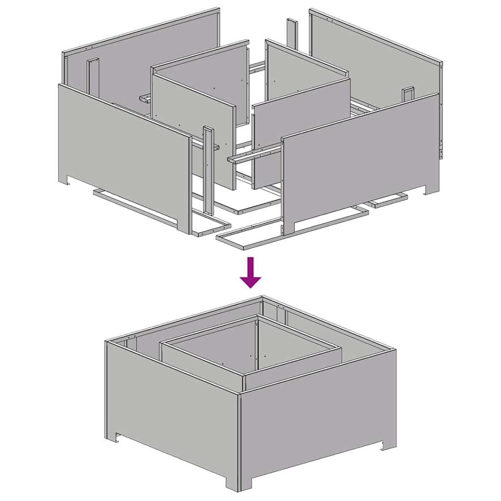 Φωτιά Καφέ 80 x 80 x 40 cm Ατσάλι Σκληρυθέν στον Αέρα - Pakobazaar