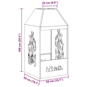 Φωτιά Μαύρο 50 x 50 x 100 cm Ατσάλι - Pakobazaar