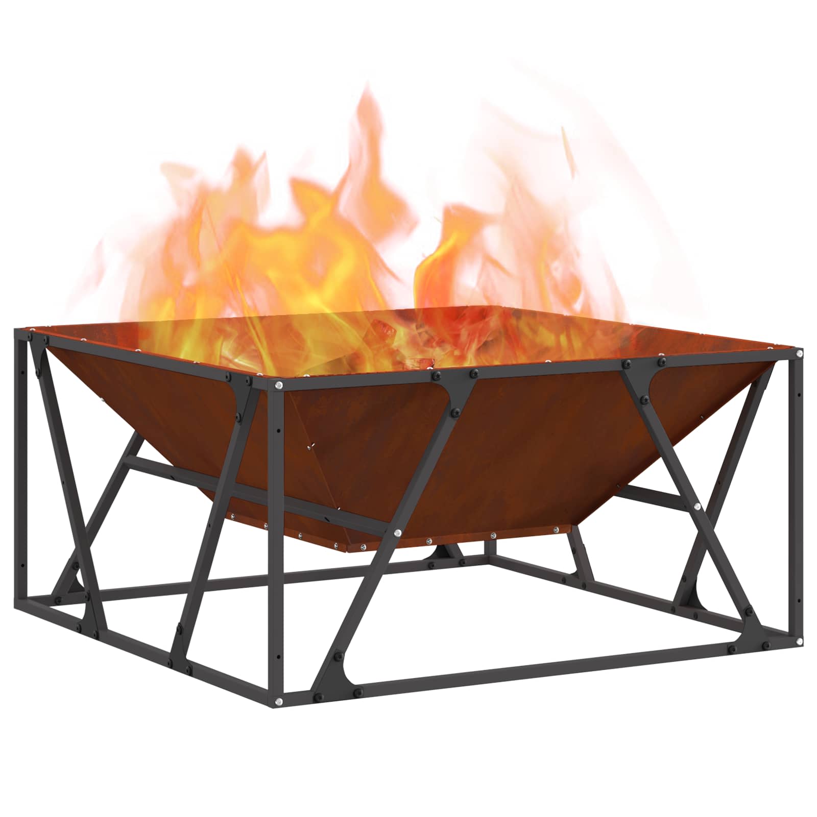 Φωτιά Καφέ 80 x 80 x 40 cm Ατσάλι Σκληρυθέν στον Αέρα - Pakobazaar