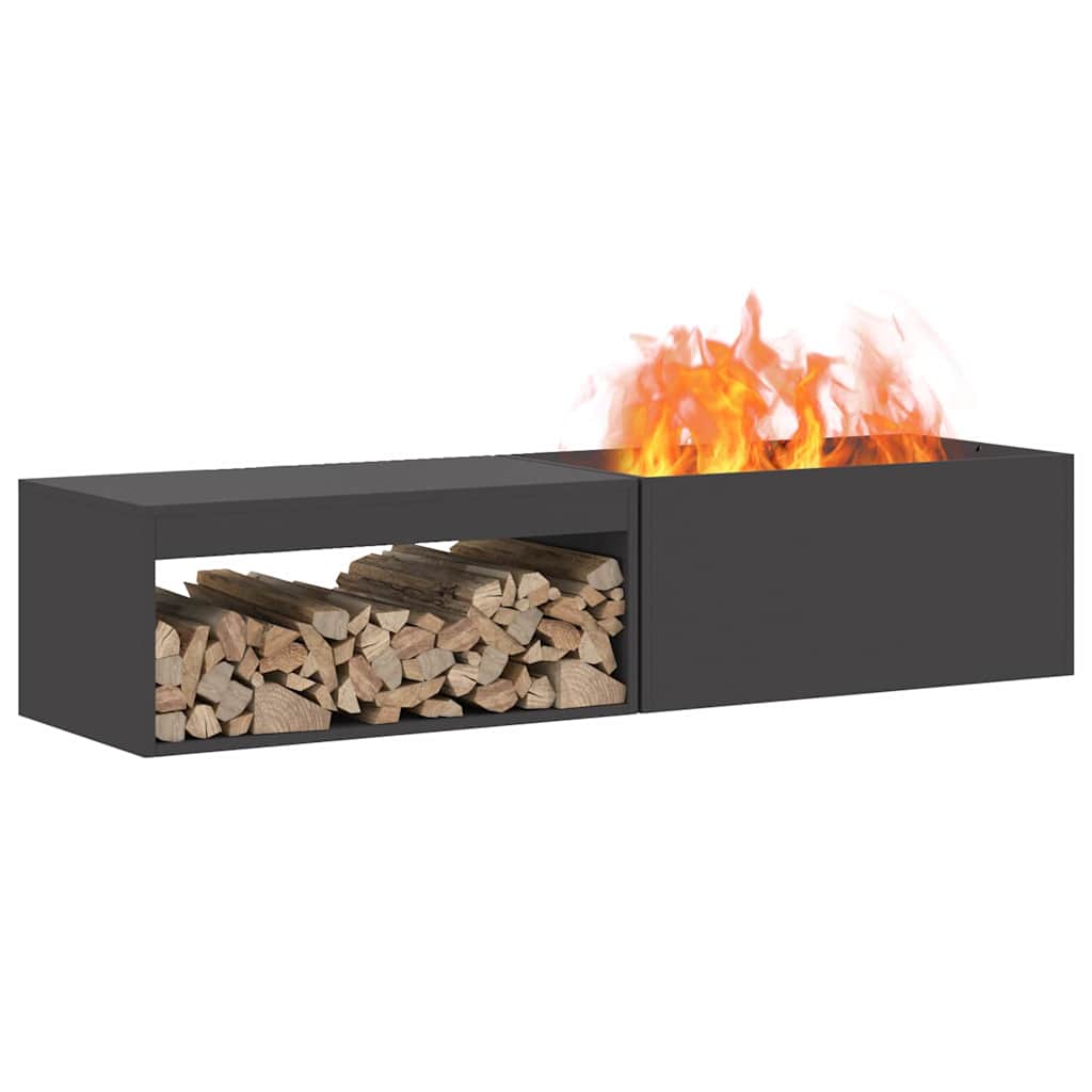 Φωτιά Μαύρο 160 x 45 x 35 εκ Ατσάλι - Pakobazaar