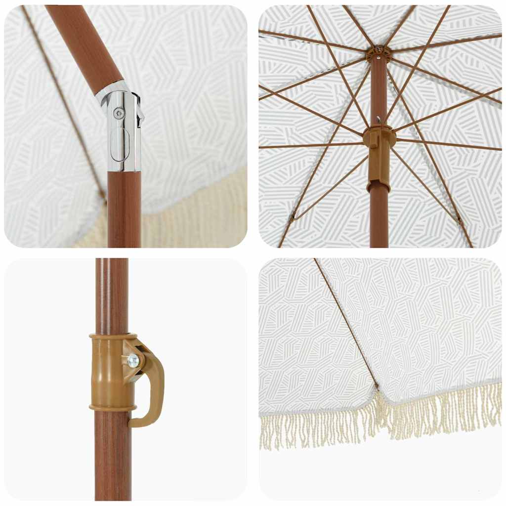 Παράσολα Παραλίας Γκρι και Λευκό 160 x 160 x 196 εκ