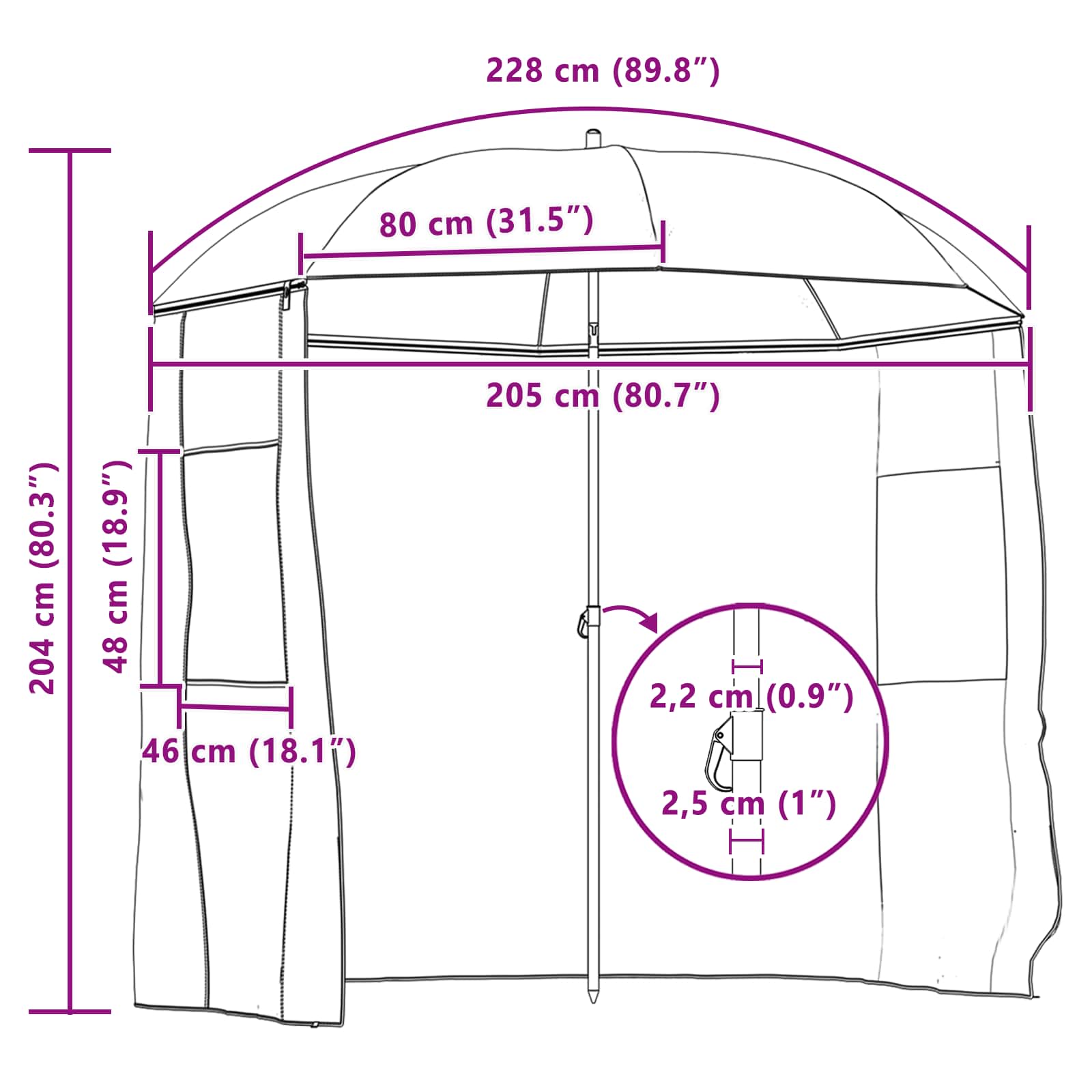Ομπρέλα Ψαρέματος Παραλλαγή 240 x 210 cm Oxford Πολυεστέρας