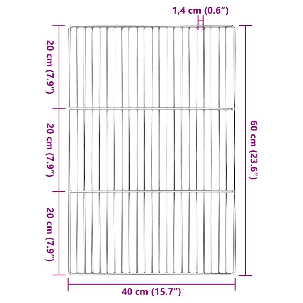 Σχάρα ψησίματος Ασημί 60 x 40 cm Ανοξείδωτο ατσάλι