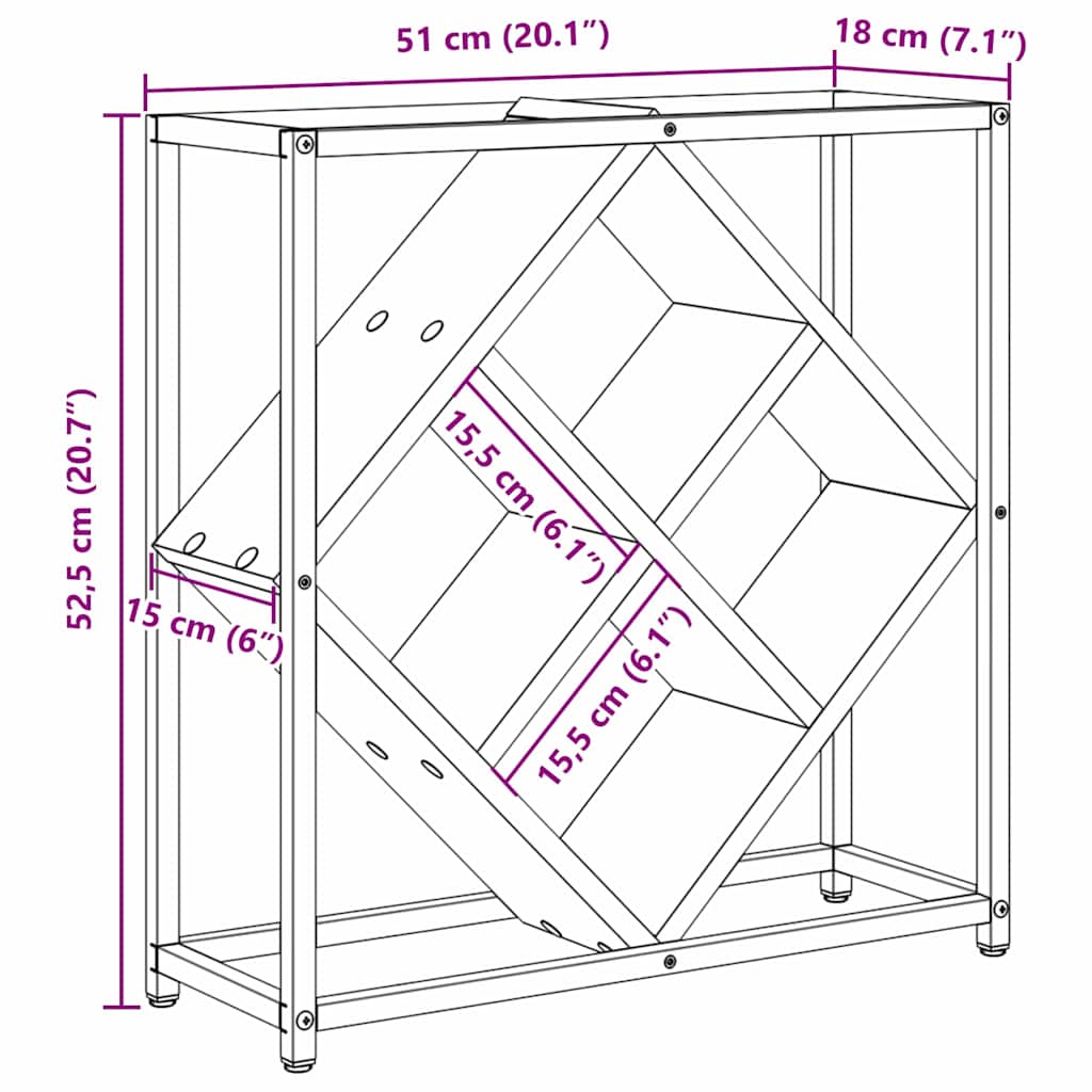 Ράφι Κρασιού Δρύς Sonoma 51 x 18 x 52,5 εκ. Επεξεργασμένο ξύλο - Pakobazaar