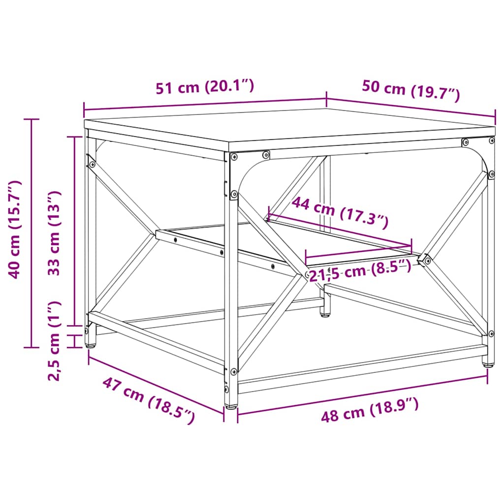 Τραπεζάκι σαλονιού Παλιό Ξύλο 51 x 50 x 40 εκ.