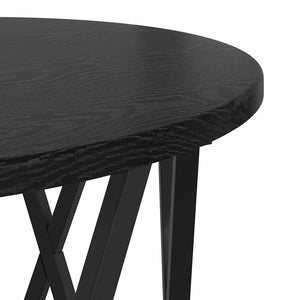 Τραπεζάκι Πλευράς 2 pcs Μαύρη Οξυά Μηχανισμένο ξύλο και ατσάλι - Pakobazaar