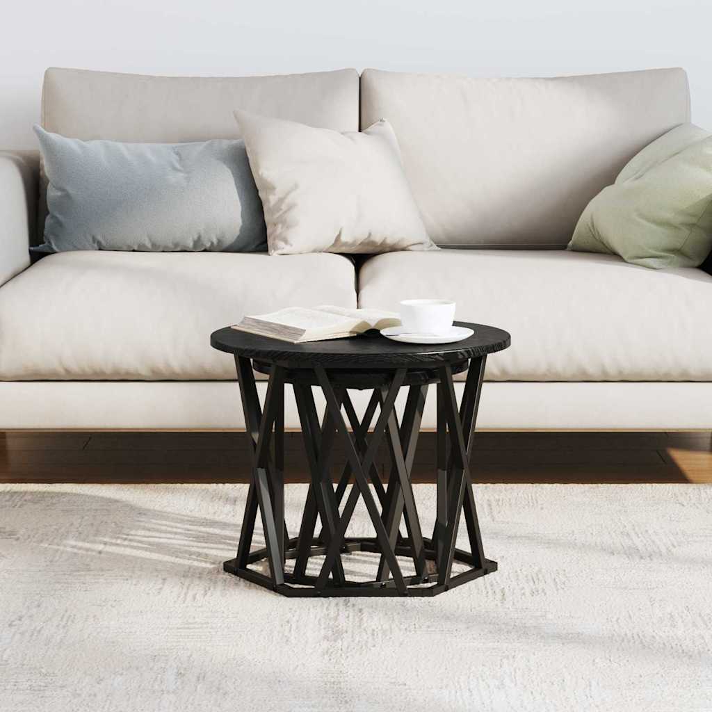 Τραπεζάκι Πλευράς 2 pcs Μαύρη Οξυά Μηχανισμένο ξύλο και ατσάλι - Pakobazaar