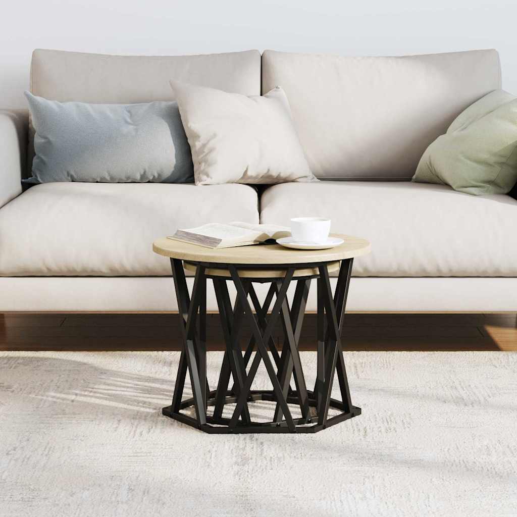 Τραπεζάκι Πλευράς 2 pcs Δρύς Sonoma Μηχανισμένο ξύλο και ατσάλι - Pakobazaar