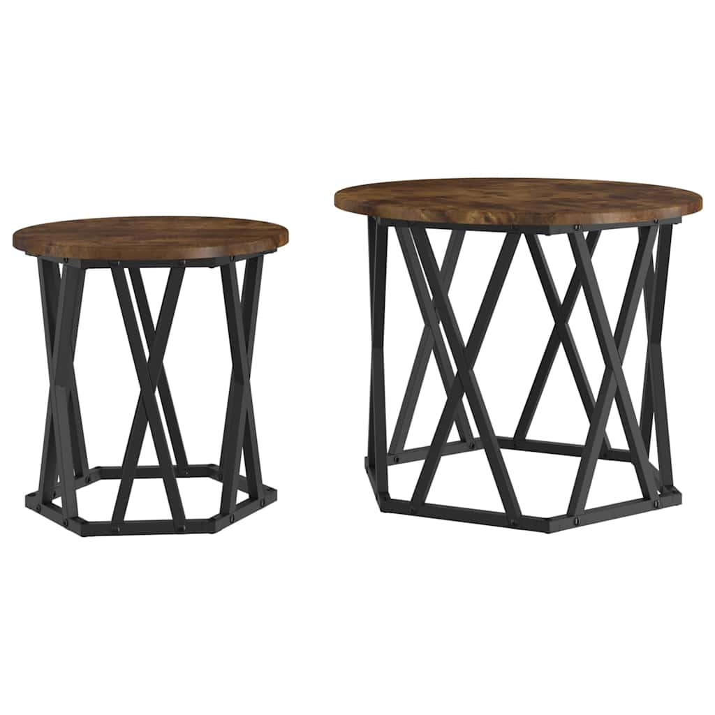 Τραπεζάκι Πλευράς 2 pcs Καπνιστό Δρύς - Pakobazaar