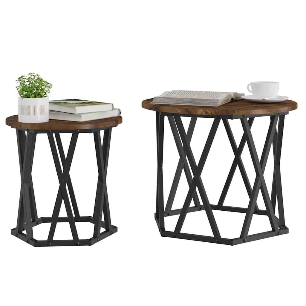 Τραπεζάκι Πλευράς 2 pcs Καπνιστό Δρύς - Pakobazaar